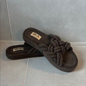 MIA Limited Edition Rope Slide Sandals Brown Size 8 Boho Coastal Summer